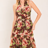 MERLOT MAGNOLIA WOVEN MAXI DRESS