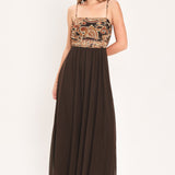 AUTUMN ARABESQUE KISS POWER MESH MAXI DRESS