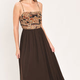 AUTUMN ARABESQUE KISS POWER MESH MAXI DRESS