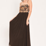 AUTUMN ARABESQUE KISS POWER MESH MAXI DRESS