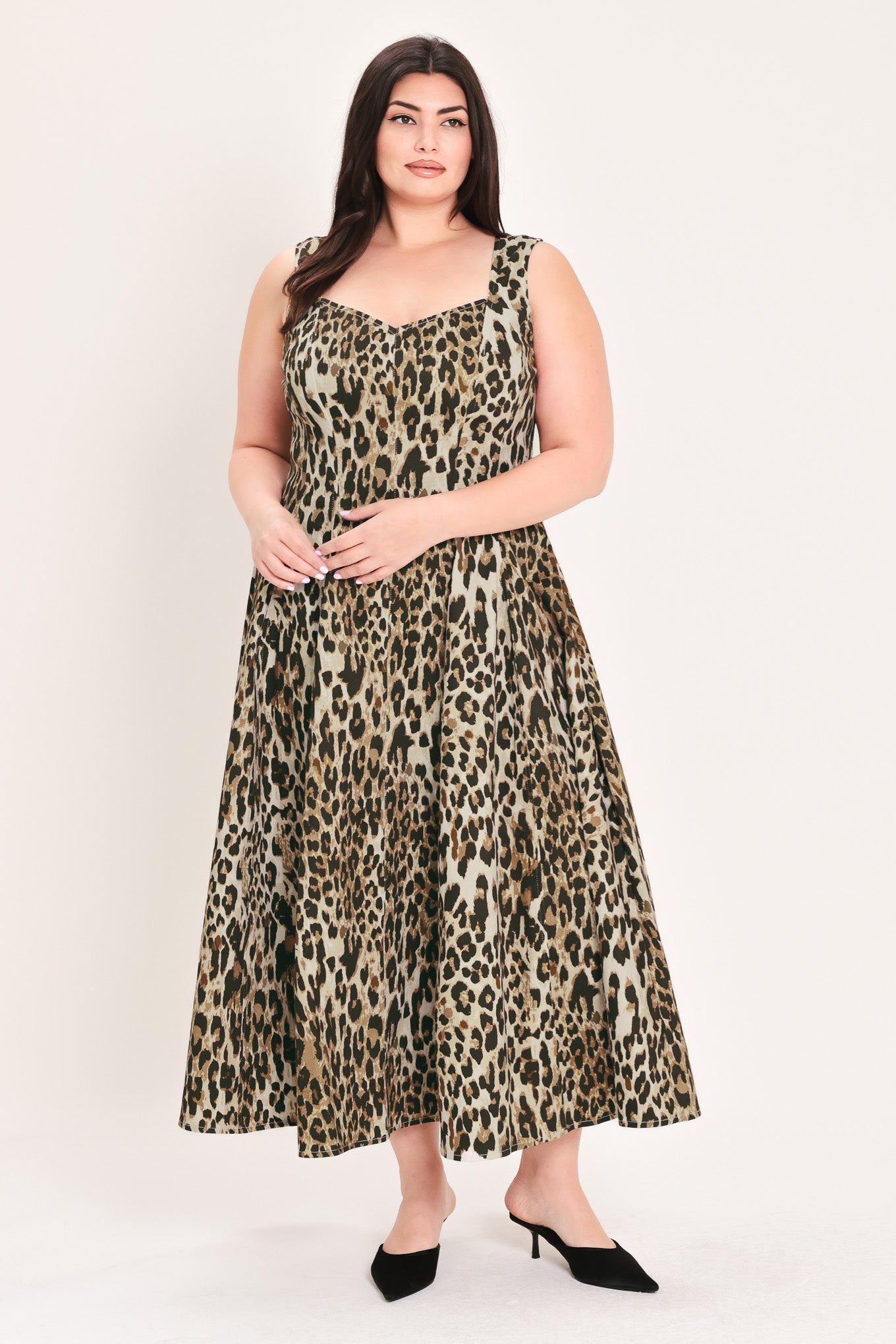Flying Tomato Desert Rose Leopard Woven Midi Dress