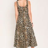 DESERT ROSE LEOPARD WOVEN MIDI DRESS