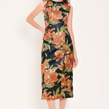 STARRY NOIR BLACK METALLIC TEXTURED COLUMN DRESS