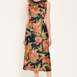 STARRY NOIR BLACK METALLIC TEXTURED COLUMN DRESS