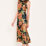STARRY NOIR BLACK METALLIC TEXTURED COLUMN DRESS