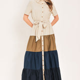 MARINA SUNSET WOVEN MAXI SHIRT DRESS