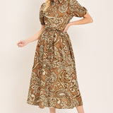 VINTAGE PAISLEY WOVEN MIDI DRESS