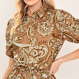 VINTAGE PAISLEY WOVEN MIDI DRESS