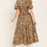 VINTAGE PAISLEY WOVEN MIDI DRESS