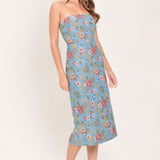 CELESTIAL GARDEN JACQUARD WOVEN TUBE DRESS