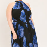 EVENING ORCHARD WOVEN HALTER MAXI DRESS