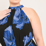 EVENING ORCHARD WOVEN HALTER MAXI DRESS