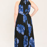EVENING ORCHARD WOVEN HALTER MAXI DRESS