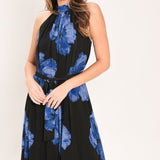 EVENING ORCHARD WOVEN HALTER MAXI DRESS