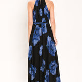 EVENING ORCHARD WOVEN HALTER MAXI DRESS