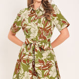 VERDANT ESCAP WOVEN MINI SHIRT DRESS