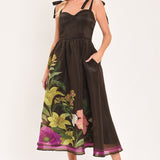 CACAO FLORAL FESTIVAL WOVEN MIDI DRESS