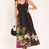 CACAO FLORAL FESTIVAL WOVEN MIDI DRESS