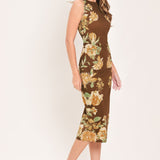 SEPIA FLORA SCULPTURE WOVEN MIDI DRESS
