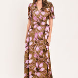VIOLET GARDEN DRIFT WOVEN FAUX WRAP MAXI DRESS