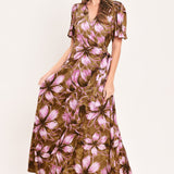 VIOLET GARDEN DRIFT WOVEN FAUX WRAP MAXI DRESS