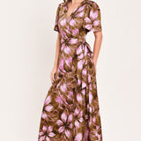 VIOLET GARDEN DRIFT WOVEN FAUX WRAP MAXI DRESS