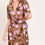 VIOLET GARDEN DRIFT WOVEN FAUX WRAP MAXI DRESS