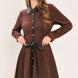 FALLING FOR YOU BURGUNDY FAUX SUEDE TIE-WAIST MINI DRESS
