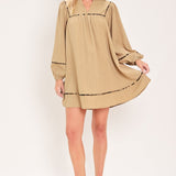 NATURAL LINEN MELODY WOVEN MINI DRESS