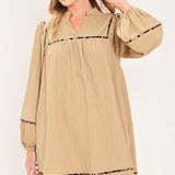 NATURAL LINEN MELODY WOVEN MINI DRESS