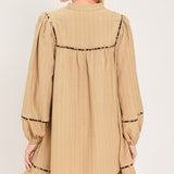 NATURAL LINEN MELODY WOVEN MINI DRESS