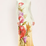 PASTEL BOTANIC SPLENDOR POWER MESH MAXI DRESS