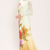 PASTEL BOTANIC SPLENDOR POWER MESH MAXI DRESS