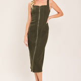 MODERN CARGO CHIC WOVEN TWILL MIDI DRESS