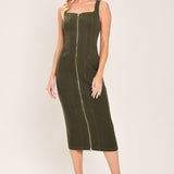 MODERN CARGO CHIC WOVEN TWILL MIDI DRESS