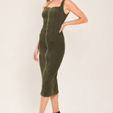 MODERN CARGO CHIC WOVEN TWILL MIDI DRESS