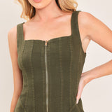 MODERN CARGO CHIC WOVEN TWILL MIDI DRESS