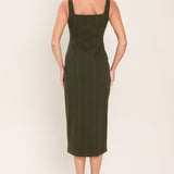 MODERN CARGO CHIC WOVEN TWILL MIDI DRESS