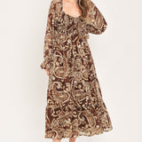 CEDAR SWIRL SONATA WOVEN MIDI DRESS