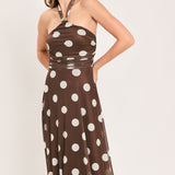 POLKA KISSES HALTER POWER MESH MAXI DRESS
