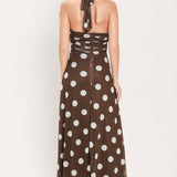 POLKA KISSES HALTER POWER MESH MAXI DRESS