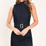 DEEP INDIGO POISE DENIM MINI DRESS