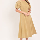 OCHRE COTTAGE POISE WOVEN MIDI DRESS