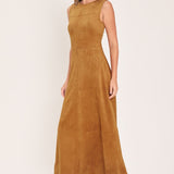 Flying Tomato Harvest Moon Camel Faux Suede Fit & Flare Midi Dress