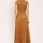 Flying Tomato Harvest Moon Camel Faux Suede Fit & Flare Midi Dress