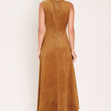 Flying Tomato Harvest Moon Camel Faux Suede Fit & Flare Midi Dress