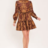 AUTUMN DAMASK SWAY WOVEN MINI DRESS