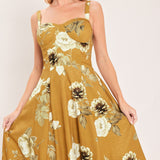 [PREORDER] MUSTARD ROSETTE MELODY WOVEN MIDI DRESS