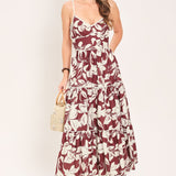 ROMANCE IN WINE WOVEN MIDI DRESS