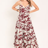 ROMANCE IN WINE WOVEN MIDI DRESS